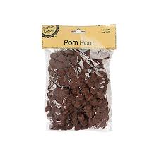 PomPom  15mm Brown Pack 200